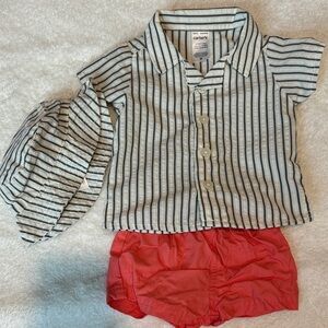 Carter's Navy Striped Shirt with Coral Shorts